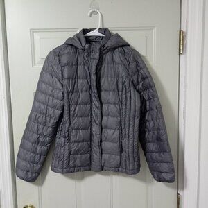 32° DEGREES HEAT WOMENS FULL ZIP INSULATED GRAY PUFFER DOWN JACKET COAT SIZE S.